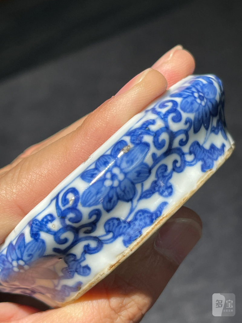 清道光 青花釉里红金玉满堂纹水盂、 - 图10